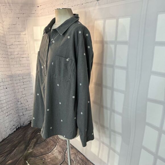 Torrid Taylor Cotton Embroidered daisy Button-Front Shirt size 3x - Picture 4 of 11